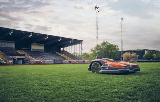 husqvarna automower in a stadium